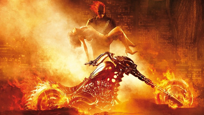 Ghost Rider - För att rädda sin döende far, säljer unga stunt cyklisten Johnny Blaze sin själ till Mefistofeles och tyvärr delar från renhjärtade Roxanne Simpson, kärleken i hans liv. År senare, kors Johnny väg igen med Roxanne, nu en gogetting reporter, och även med Mefistofeles, som erbjuder sig att släppa Johnny själ om Johnny blir den mytomspunna, eldig Ghost Rider.